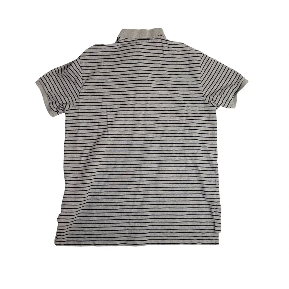 Polo Ralph Lauren Polo Short Sleeve Shirt Mens XL Cotton Gray Black Striped